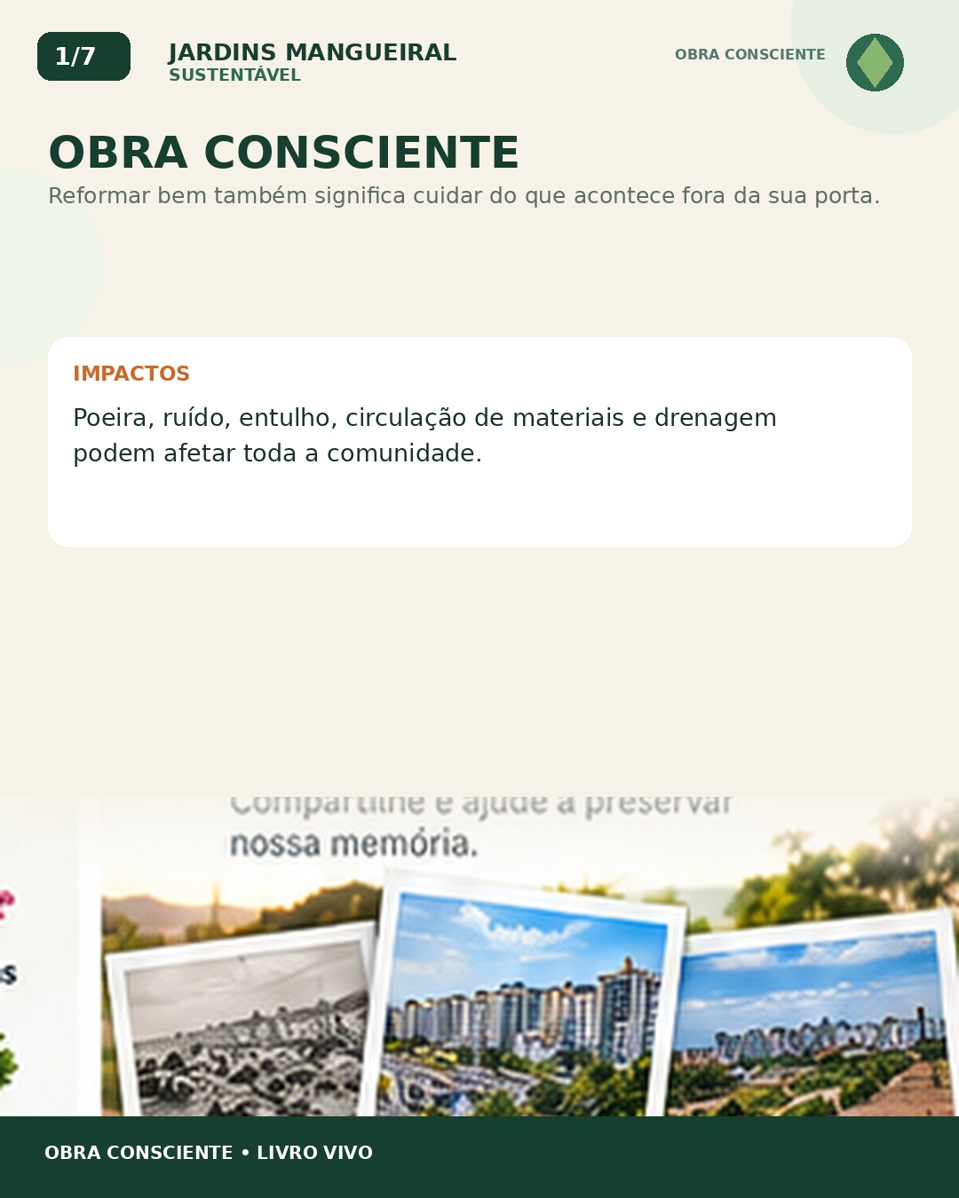 Obra Consciente — card 1 de 7. Texto disponível abaixo quando transcrito.